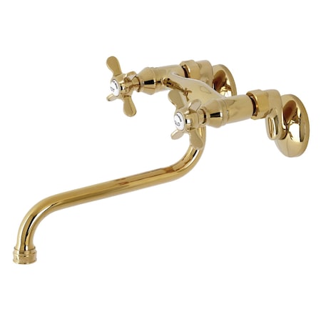 Kingston Brass KS115PB Essex Two Handle Wall Mount Bathroom Faucet, Polished Brass KS115PB